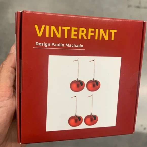 4 pc 🍎 IKEA Apple Christmas ornaments decorations holiday decor red fruit new - Picture 3 of 15